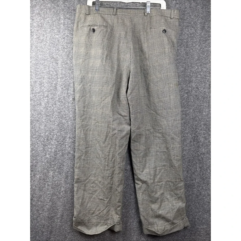 Vintage Polo University Ralph Lauren Pant Men 38x29 Plaid Windowpane Cuffed Wool